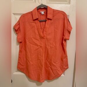 Liz Claiborne Coral V-Neck Top